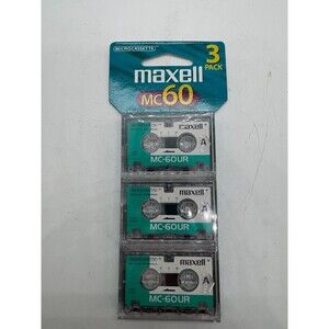 VINTAGE Maxell MC60 3 Pack Microcassette Tapes Sealed Dictaphone Recorder